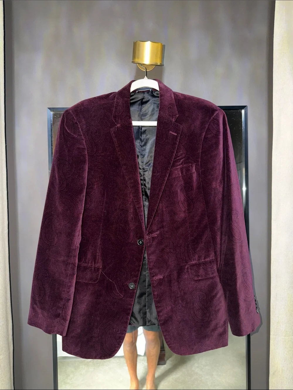 Tommy Hilfiger Burgundy Velvet Paisley Blazer Sport Coat 40R